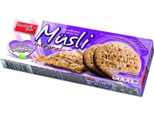BISCUITS MUSLI INTEGRAL WITH CORN FLAKES, LINSEED AND COCOA COATING 115g